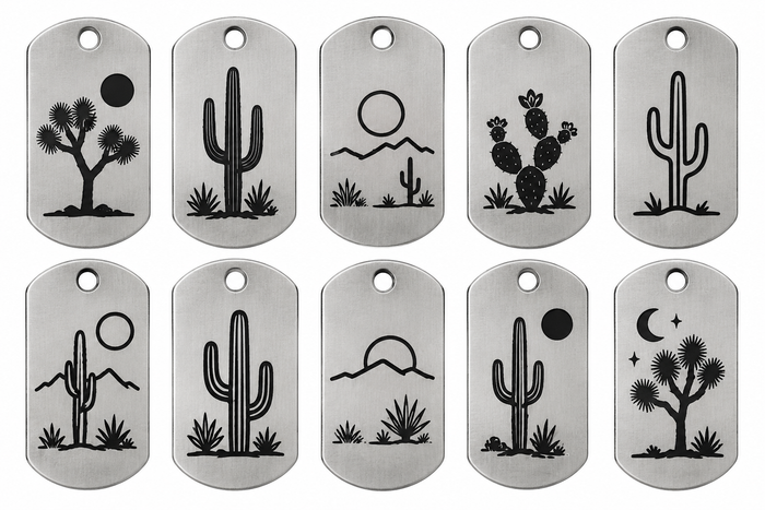 High Desert Stainless Steel Pendants – Original Laser-Engraved Designs